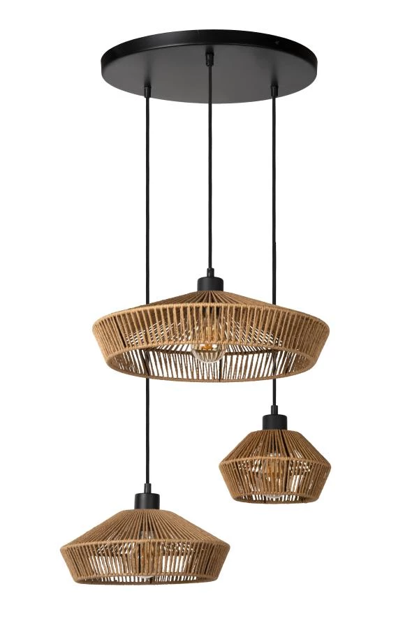 Lucide YUNKAI - Pendant light - Ø 60 cm - 3xE27 - Natural - turned off